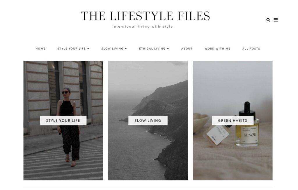 screenshot of the blog lifestyle files, one of my fave decluttering and organising blogs