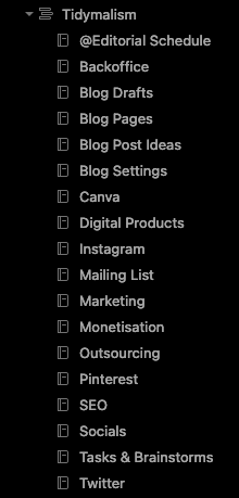 Screenshot of a notebook stack in Evernote used to organize blogger workflows.