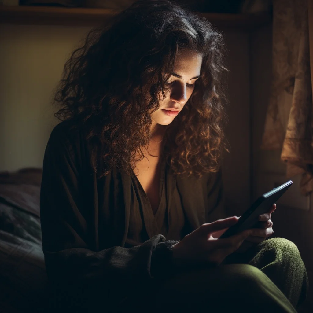 woman reading on her Kindle device