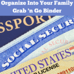 Cropped image of US-American passport, social security card, drivers's license, the types of documents one should have in an emergency binder.