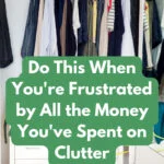 A half-organized, half messy closet with garments falling off hangers.