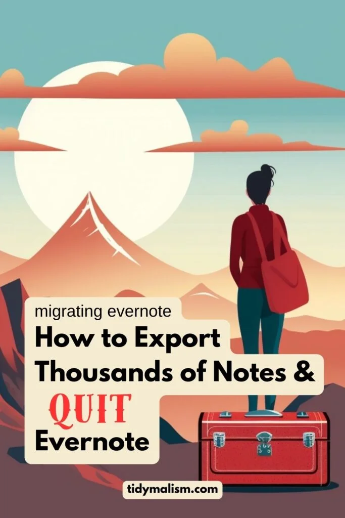 Illustration by Jenna from tidymalism.com of a woman standing on a shipping box atop a mountain, looking off to the horizon, with a rucksack slung over her shoulder.