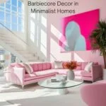 Modern, luxurious interior with a Barbiecore aesthetic illustrating Barbiecore interior design with hot pink seating in a predominantly white space.