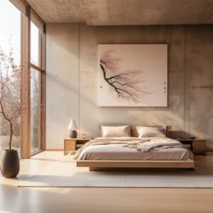 Photo of a relaxing zen bedroom with ideas for a tight budget.