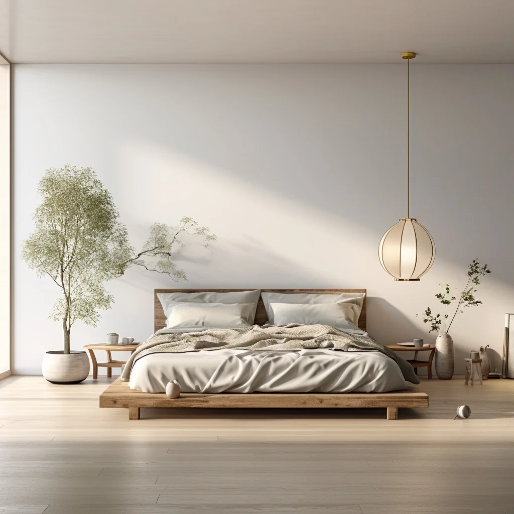Photo of a relaxing zen-like bedroom in neutral tones.