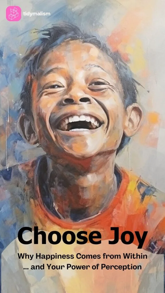 Portrait painting of a joyful boy with a huge smile on his face.