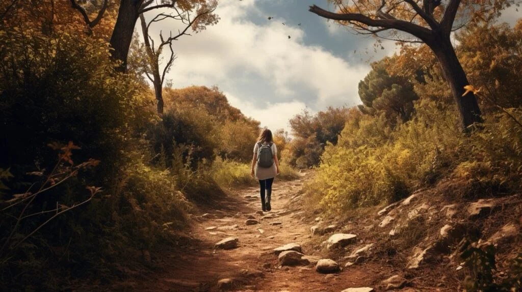 person hiking on a nature trail