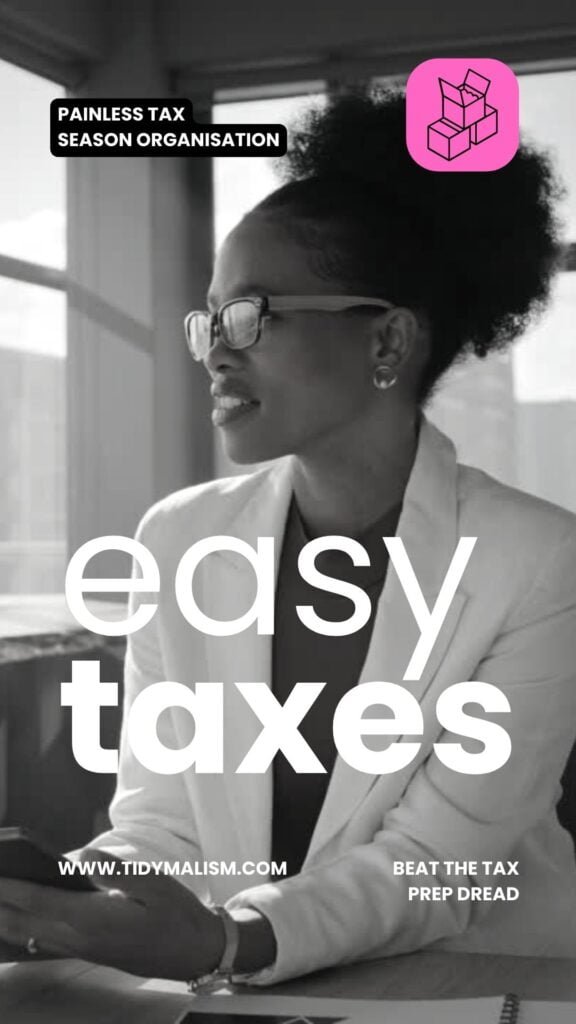 Black businesswoman in a white blazer, wearing glasses, calculating financials to organise tax documents for her tax return filing preparations.