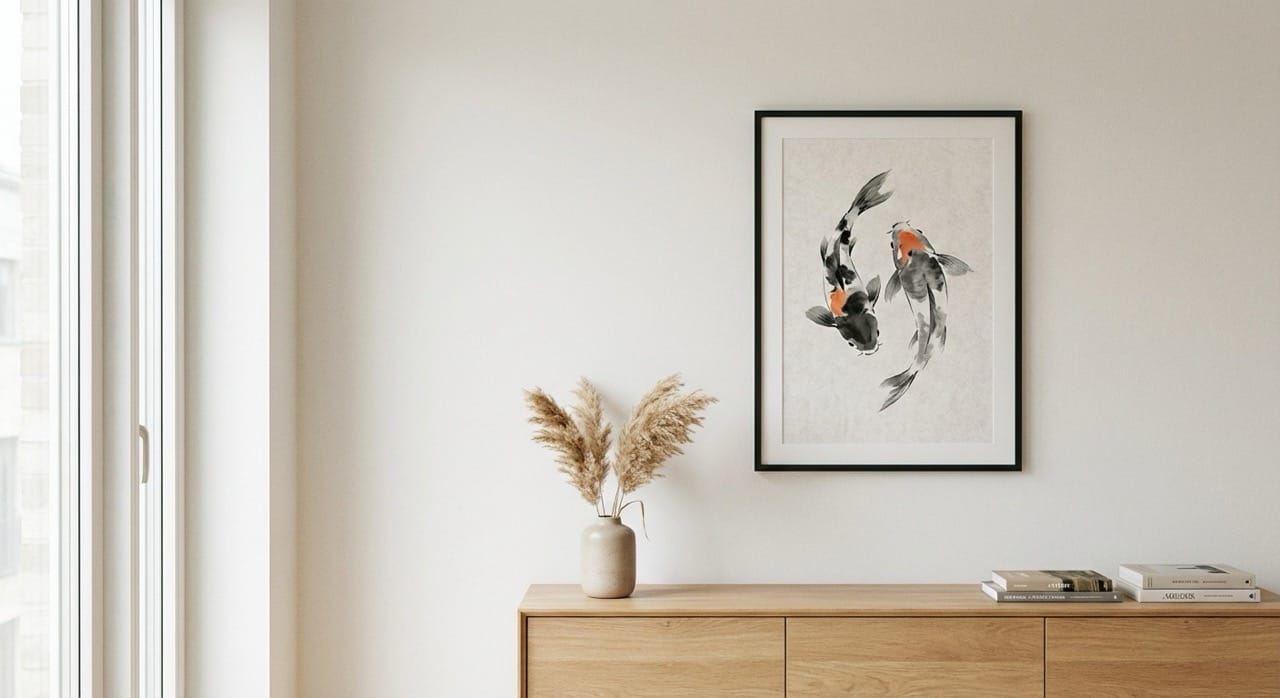 koi fish art print minimalist