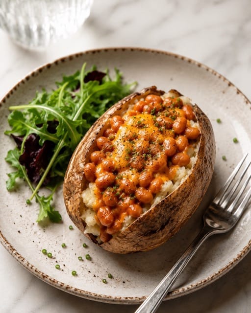 baked potato with beans