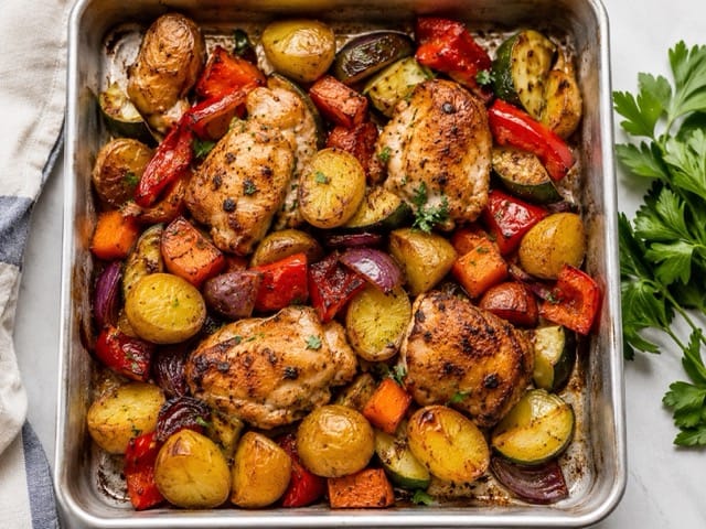 chicken veg traybake single serving