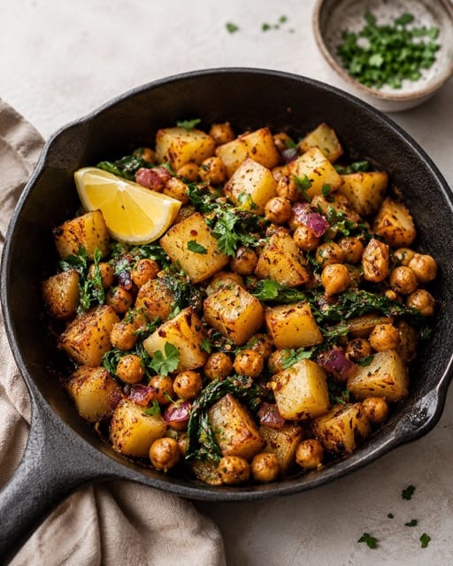 potato chickpea pan dish easy