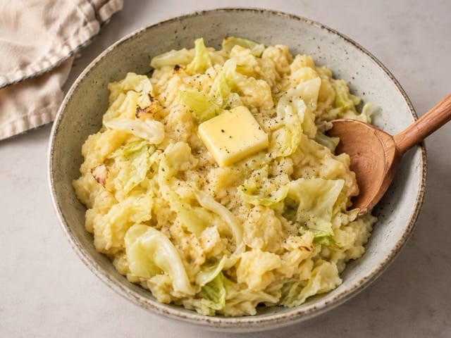 buttered cabbage and potatoes