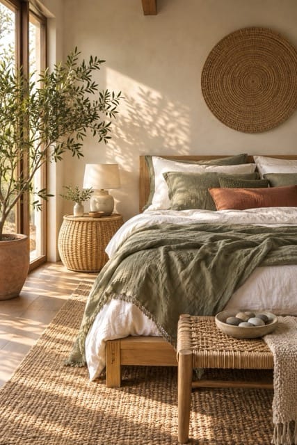 calming boho bedroom