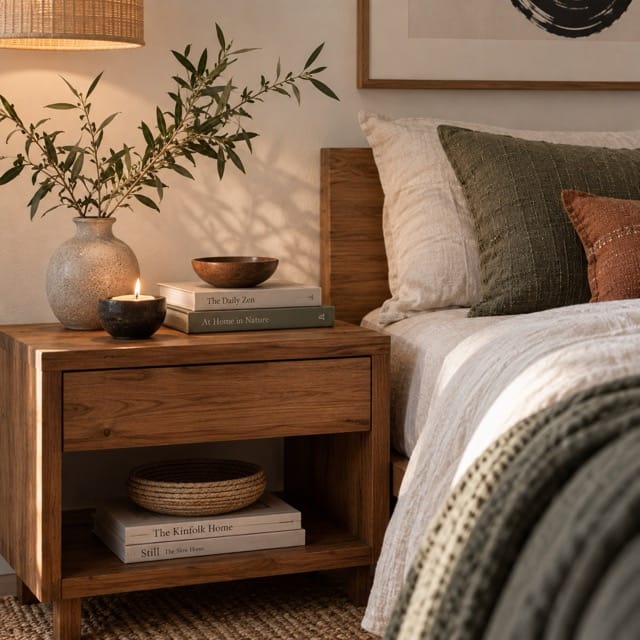 zen boho bedroom nightstand ideas